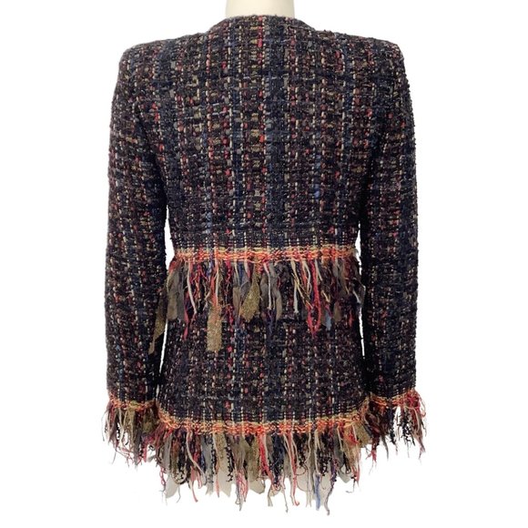 Chanel 2017A Black / Gold / Red / Navy Tweeded Tulle Jacket - Picture 3 of 5
